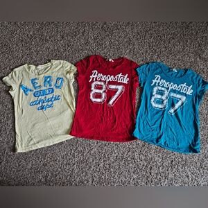 Vintage Y2K XL Aeropostale Short Sleeve Tees - Yellow, Red, Blue | Lot Of 3